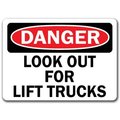 Signmission Danger Sign-Look Out For Lift Trucks-10in x 14in OSHA Safety Sign, 10" L, 14" H, DS-Lift Trucks DS-Lift Trucks